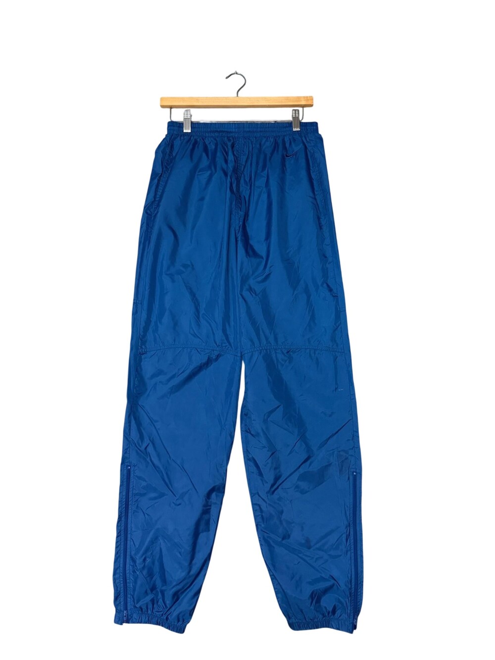 Vintage 90s Nike Track Pants Mens Medium Blue baggy Zip Ankle Elastic Waist